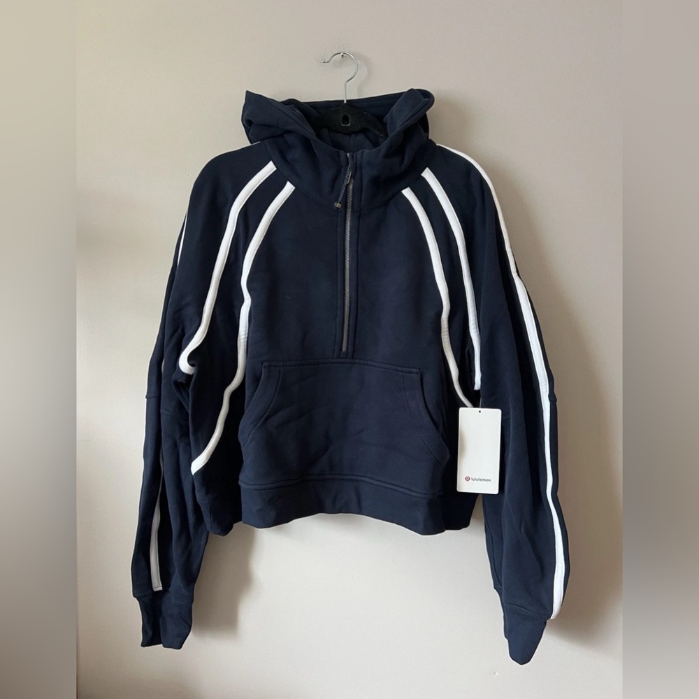 👾 NWTLululemon Scuba Oversized Half Zip Hoodie Trim True Navy White 👾